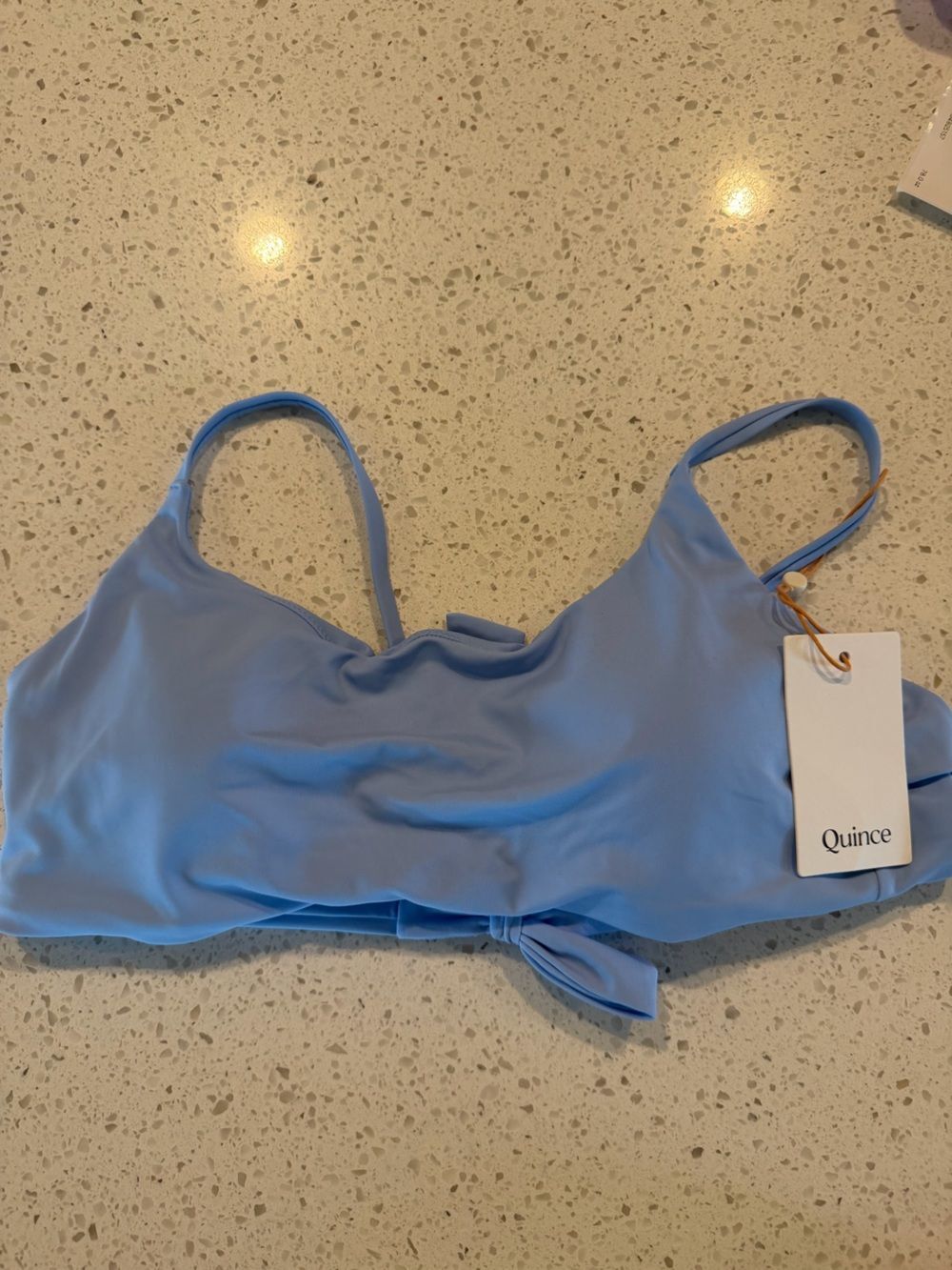 Quince Sky Powder Clear Blue Sky  Scoop Neck Bikini Top with Tie Back XL